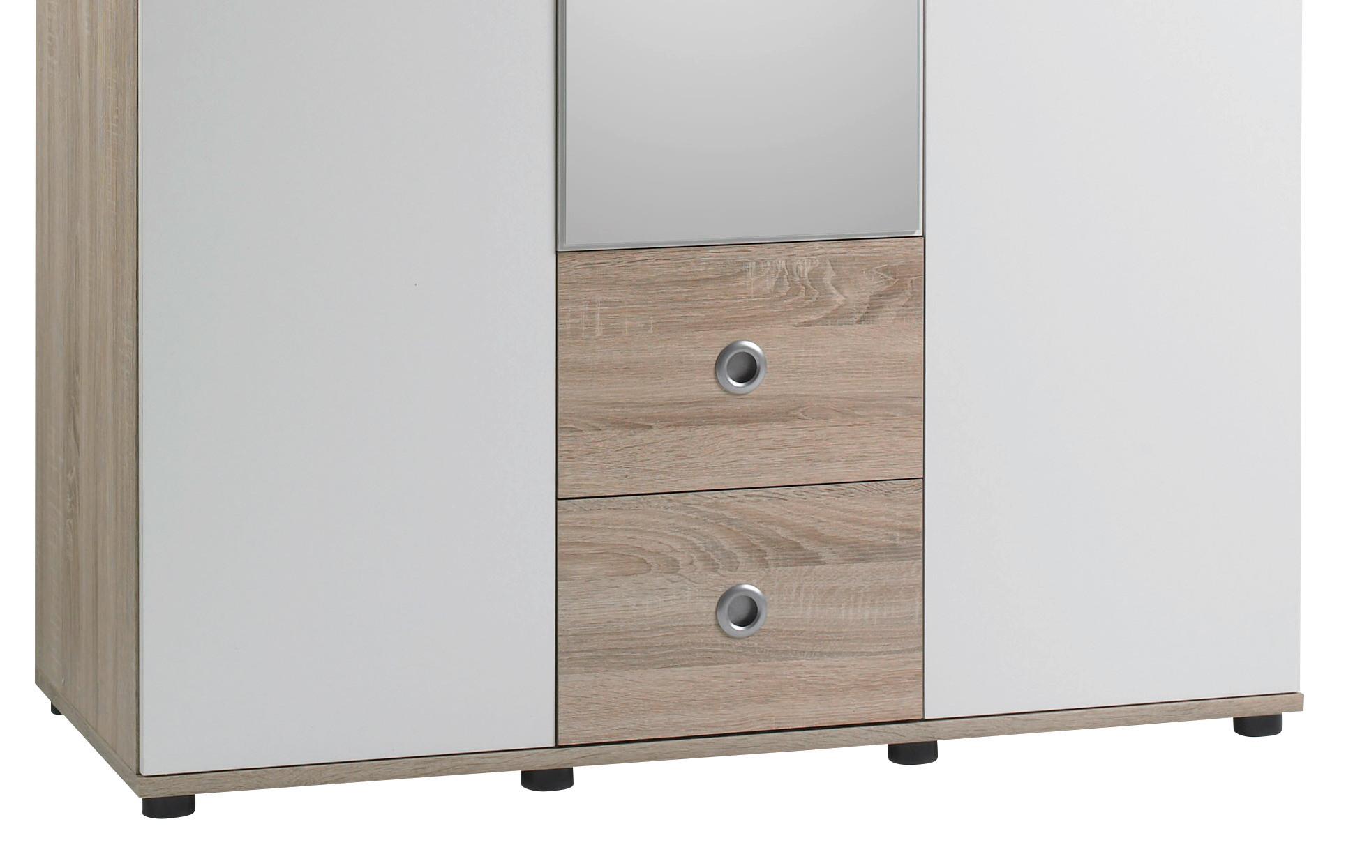 KOMBISKÅP WIKI 115CM EICHE DEKOR/WEISS - vit/Sonoma ek, Klassisk, trämaterial/glas (115/190/52cm)