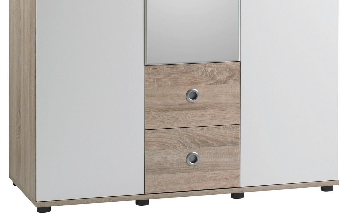 Kombinirana Omara Wiki, Bela, Barva Hrasta - bela/barve aluminija, Konvencionalno, umetna masa/steklo (115/190/52cm)