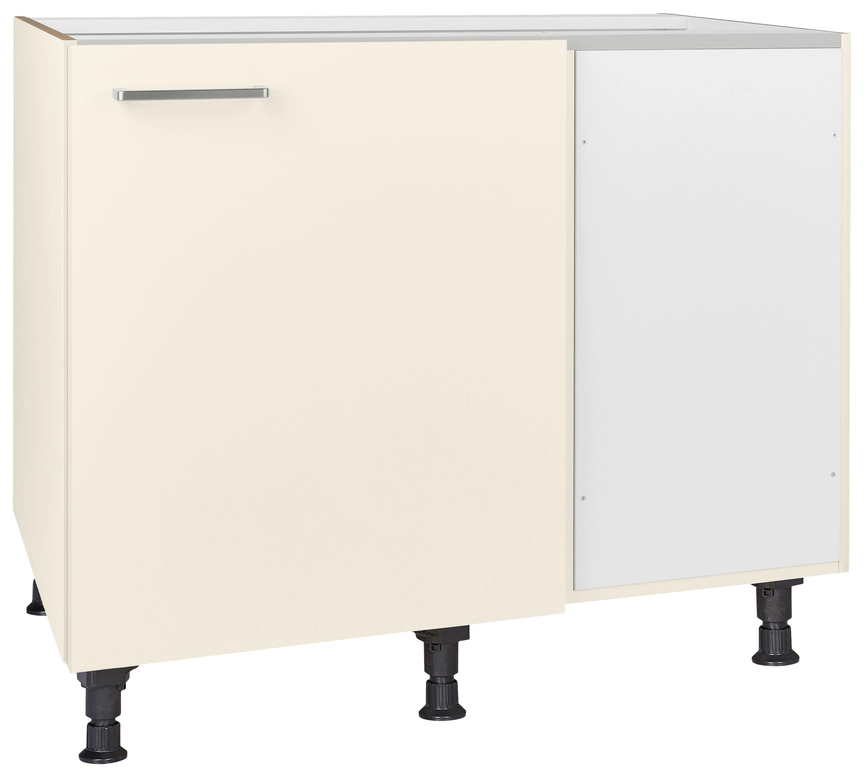 Eckunterschrank Touch Magnolie - Edelstahlfarben/Magnolie, MODERN, Holzwerkstoff/Metall (125/87/65cm) - Nobilia