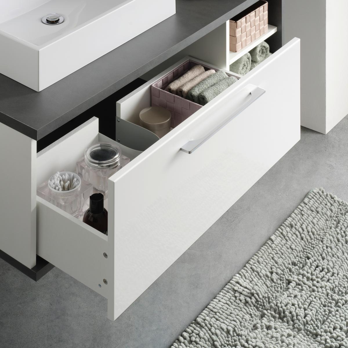 Waschtischkombi in Anthrazit/Weiß - Weiß Hochglanz/Anthrazit, MODERN, Holzwerkstoff/Kunststoff (110/39/53cm) - Mömax