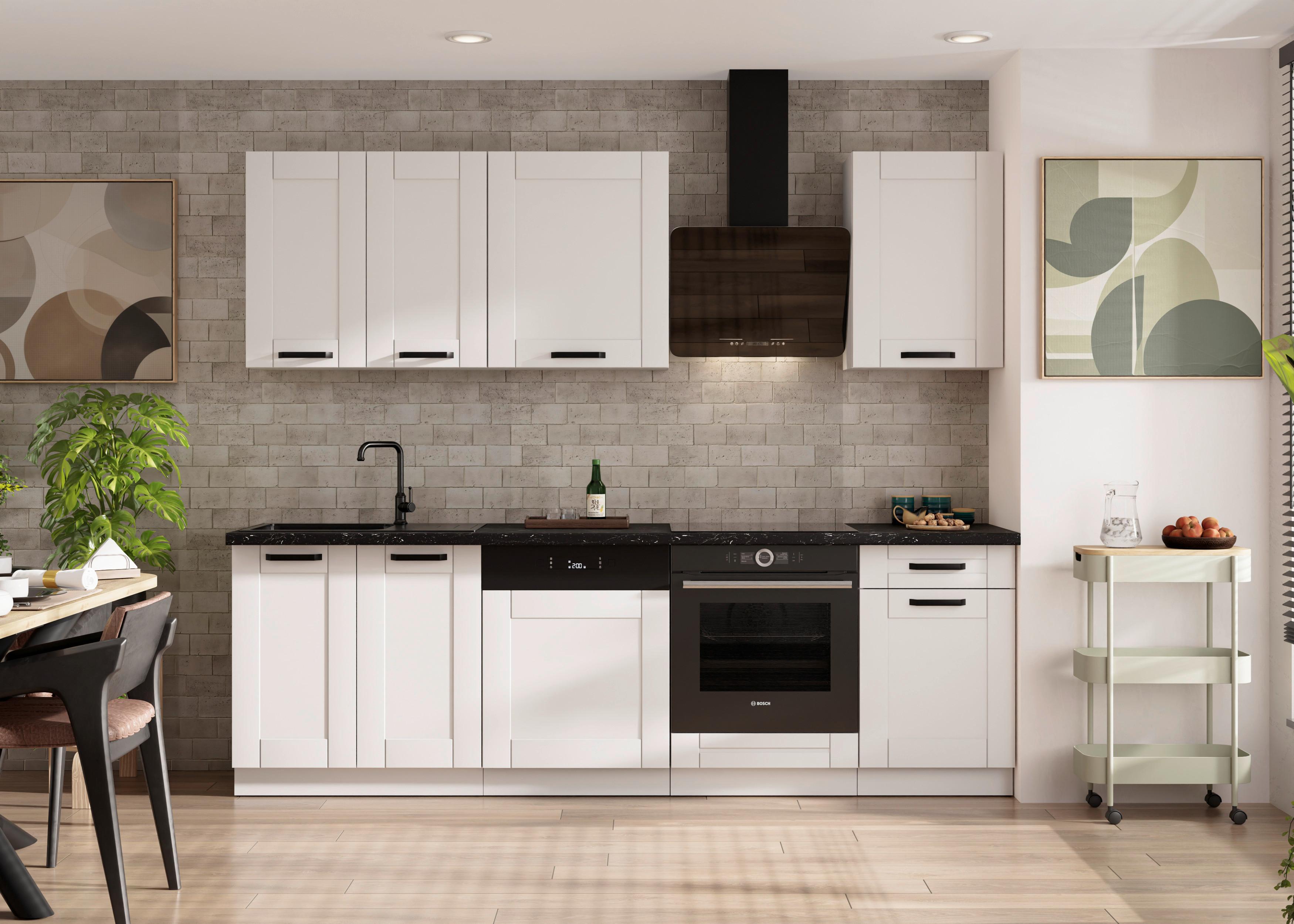 Blok Kuhinja Luna - bela/crna, Moderno, metal/pločasti materijal (250/218/60cm) - Modern Living