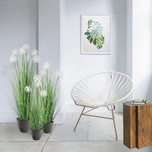 Kunstpflanze Daisy mit Übertopf, ca. 128cm - Weiß/Grau, MODERN, Kunststoff/Metall (128cm) - P & B