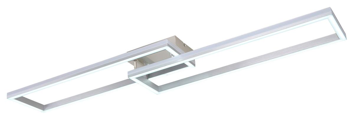 Stropna Led-svetilka Salmos, S Sijalko - srebrne barve/opal, Design, kovina/umetna masa (119,5/25,5/10cm) - Globo