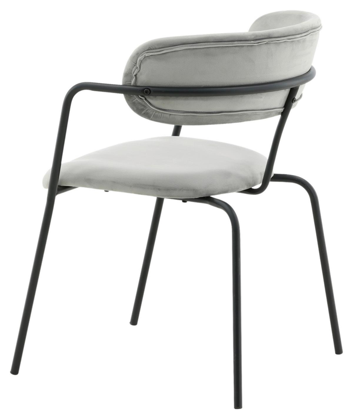 Stuhl-Set Arrow 2er-Set ca. 58x79 cm Samt Grau - Schwarz/Grau, Design, Textil/Metall (58/79/61cm) - Livetastic