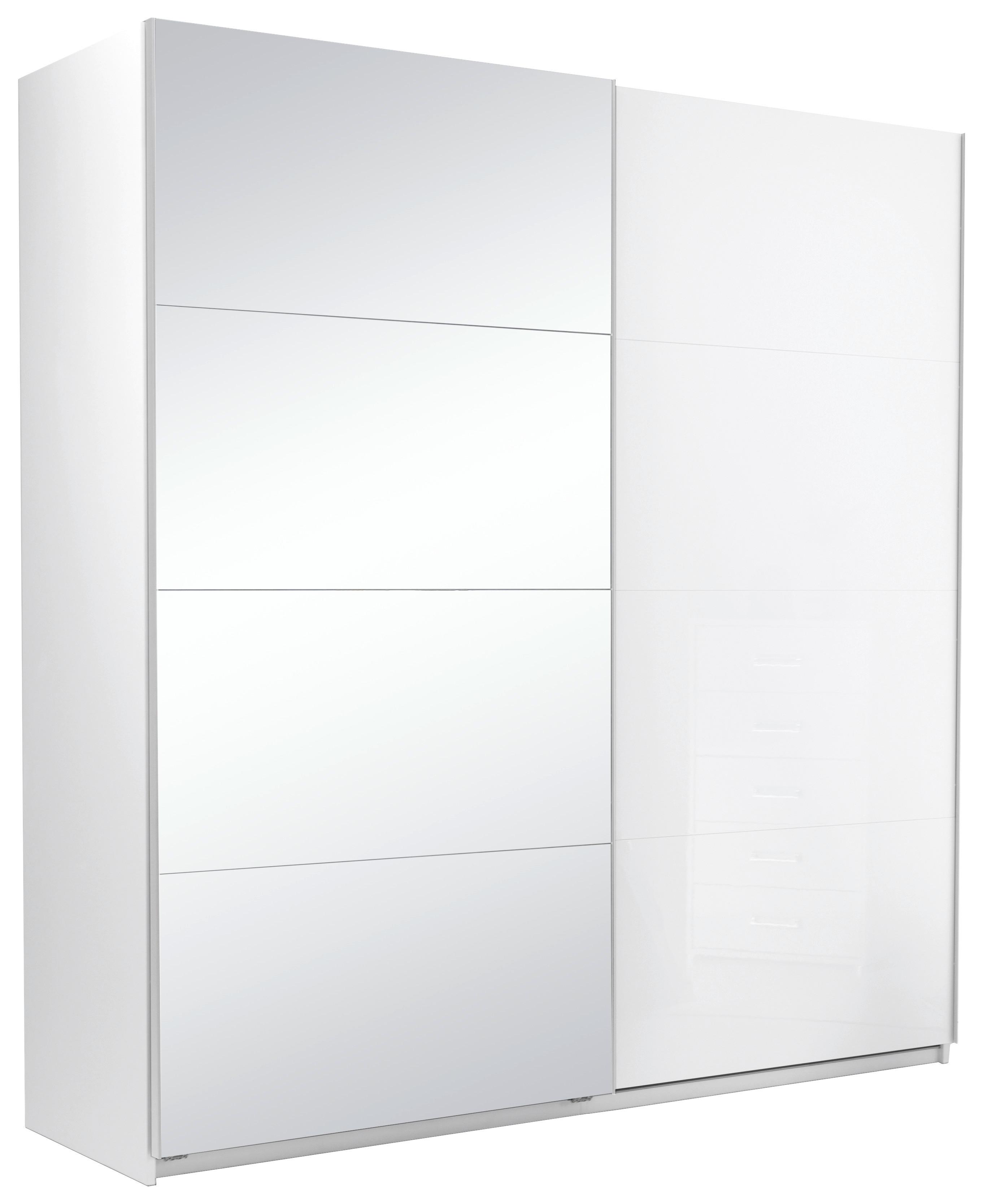 Omara Z Drsnimi Vrati Viva, Bela - bela/barve aluminija, Moderno, kovina/leseni material (200/210/62cm) - P & B