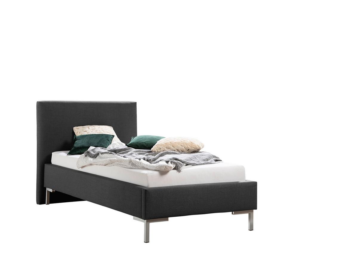 Polsterbett Minto Anthrazit ca. 100x200 cm - Anthrazit/Silberfarben, MODERN, Textil/Metall (100/200cm) - Livetastic