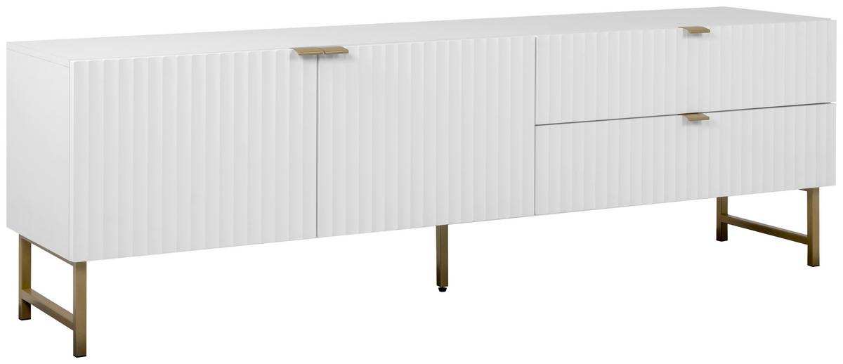 KOMODA NISKA EDINBURGH 57A - biały/kolor złoty, Design, materiał drewnopochodny/tworzywo sztuczne (179/61/41cm) - MID.YOU