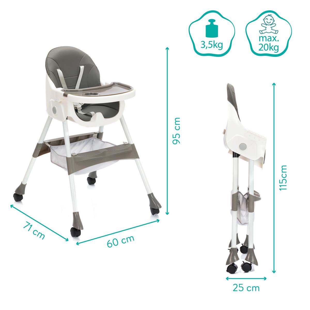 WYSOKIE KRZESŁO FINN - biały/szary, Basics, metal/tkanina (71/60/95cm) - Fillikid