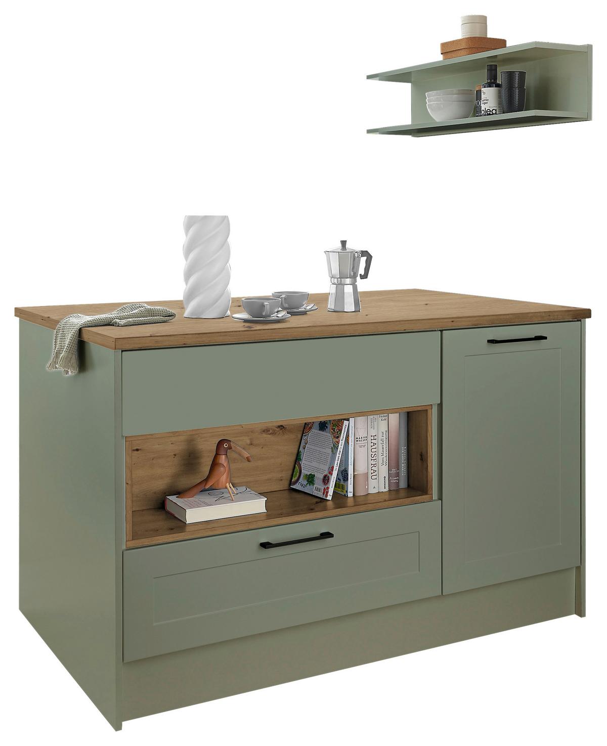 Konyhasziget Marseille I 145 Green2 - fekete/Artisan tölgy, Design, faalapú anyag/fém (145/90/90cm) - MID.YOU