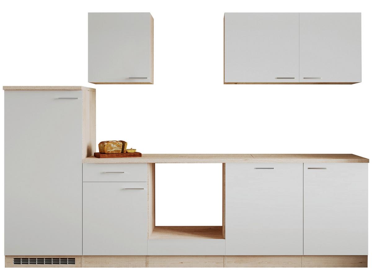 Küchenblock Petunia Weiß/Eiche ohne Geräte B: ca 280 cm - Wildeiche/Eichefarben, Basics, Holzwerkstoff/Kunststoff (280cm) - Respekta