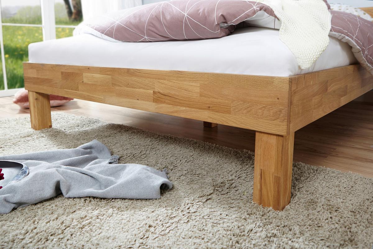 Bett Luis ca. 100x200 cm Eiche Massiv - Naturfarben, MODERN, Holz (100/200cm) - MID.YOU