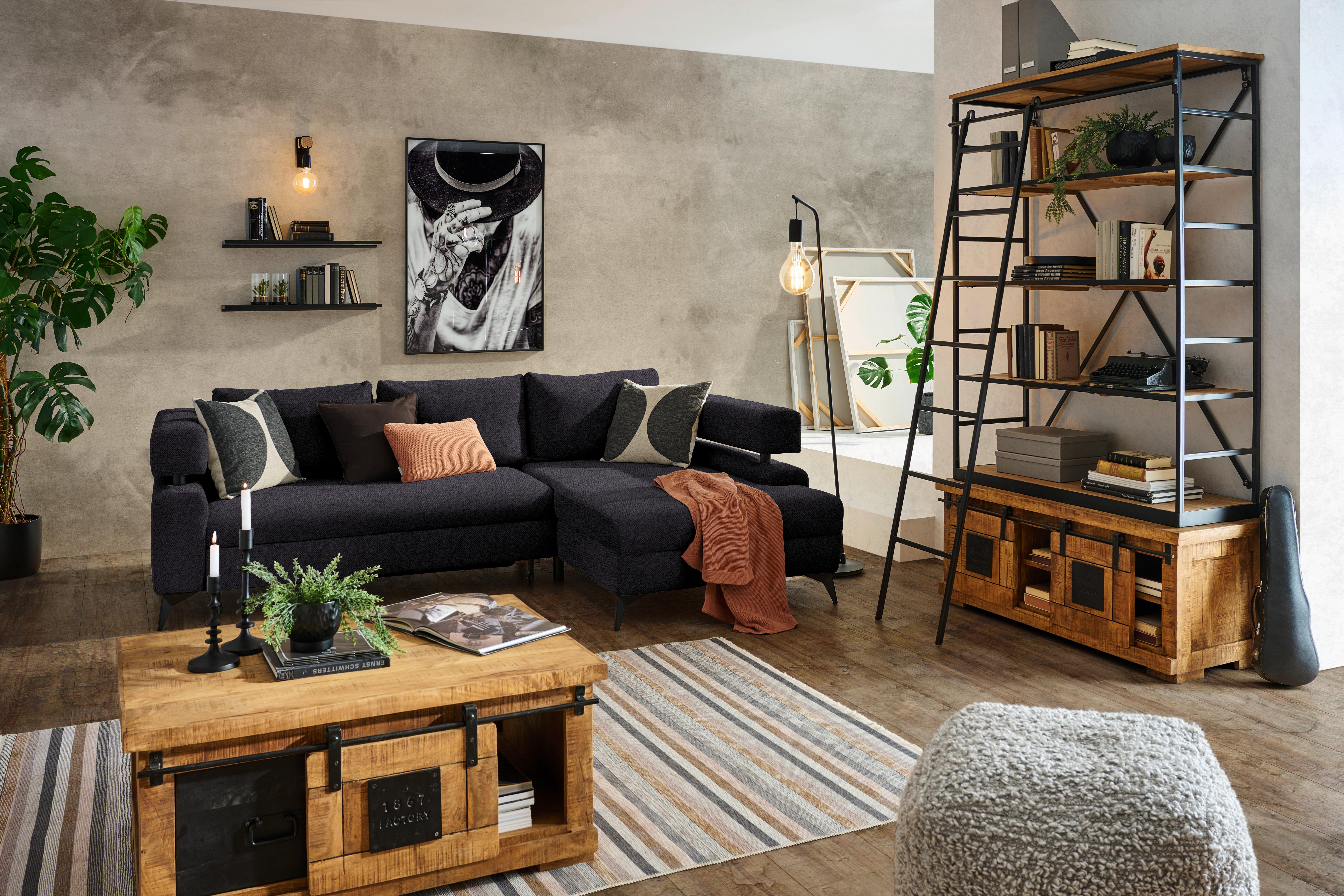 Kutna Garnitura Rosalie - crna, Konvencionalno, tekstil/metal (265/184cm) - Modern Living