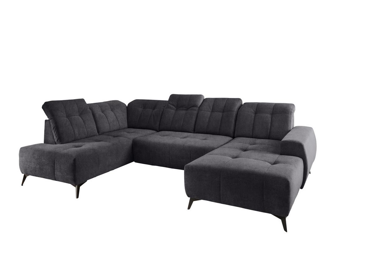 WOHNLANDSCHAFT SANO - Anthrazit/Schwarz, MODERN, Textil/Metall (200/337/180cm) - Livetastic