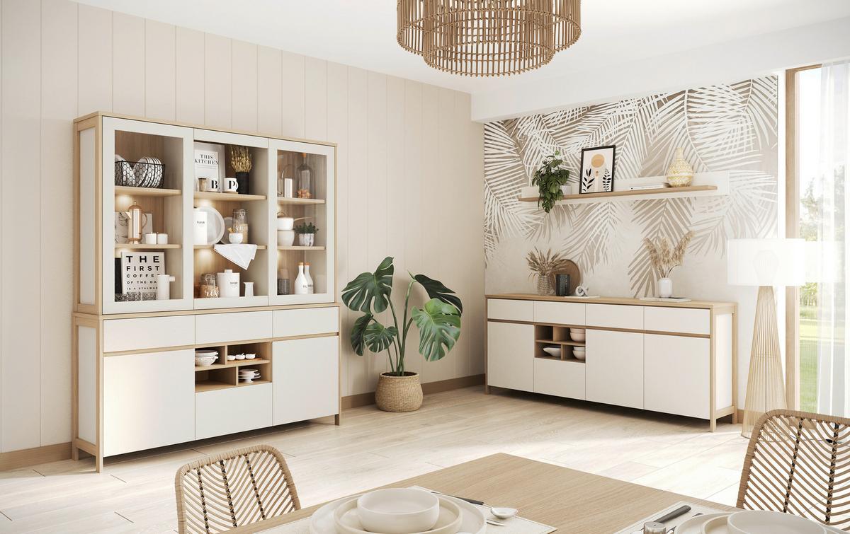 WOHNWAND STRANDA - Eichefarben/Weiß, Design, Holzwerkstoff - MID.YOU