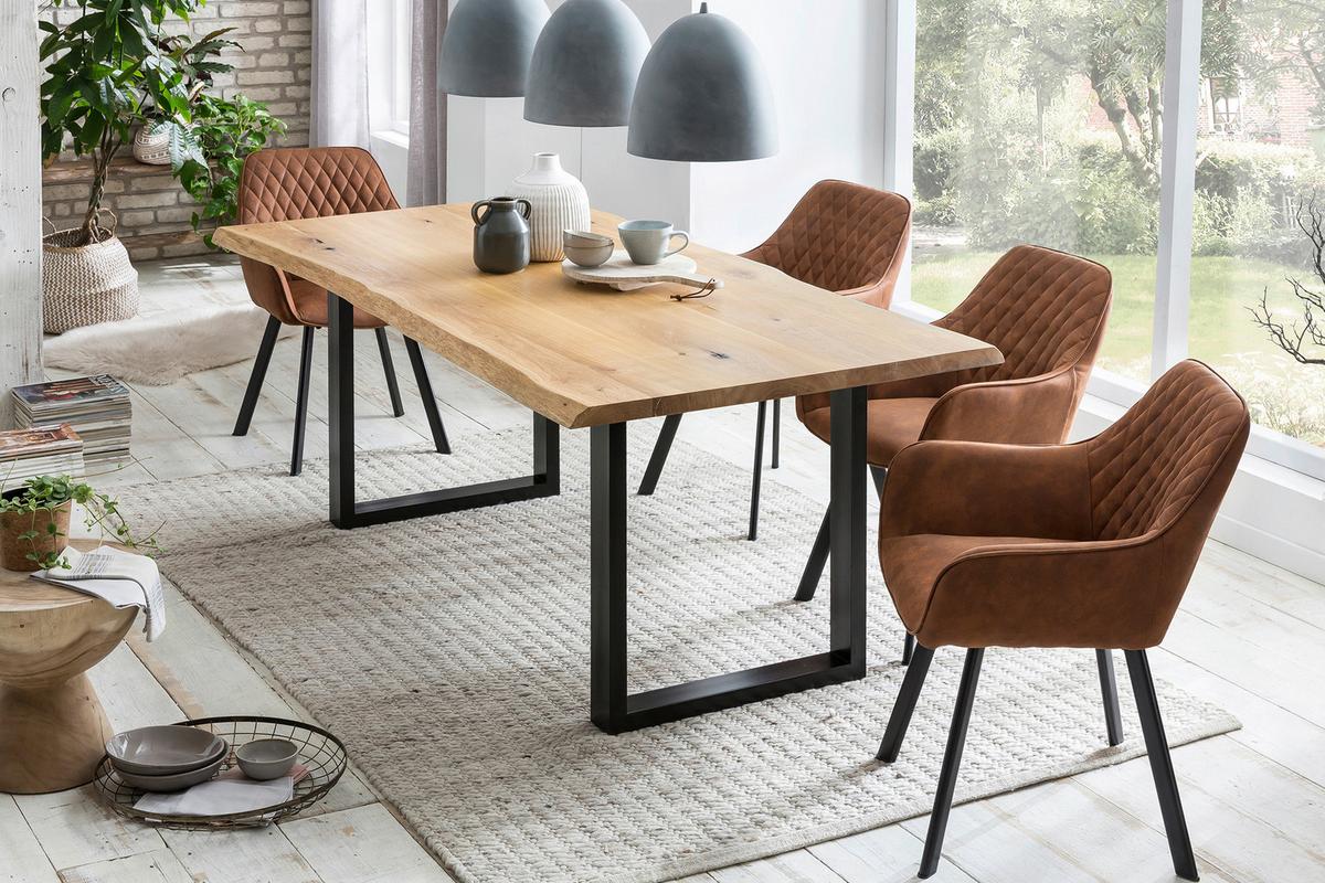 Set Naslanjačev Mira, Rjava, 2-Delni - črna/rjava, Moderno, kovina/tekstil (56,5/83/63cm) - Livetastic