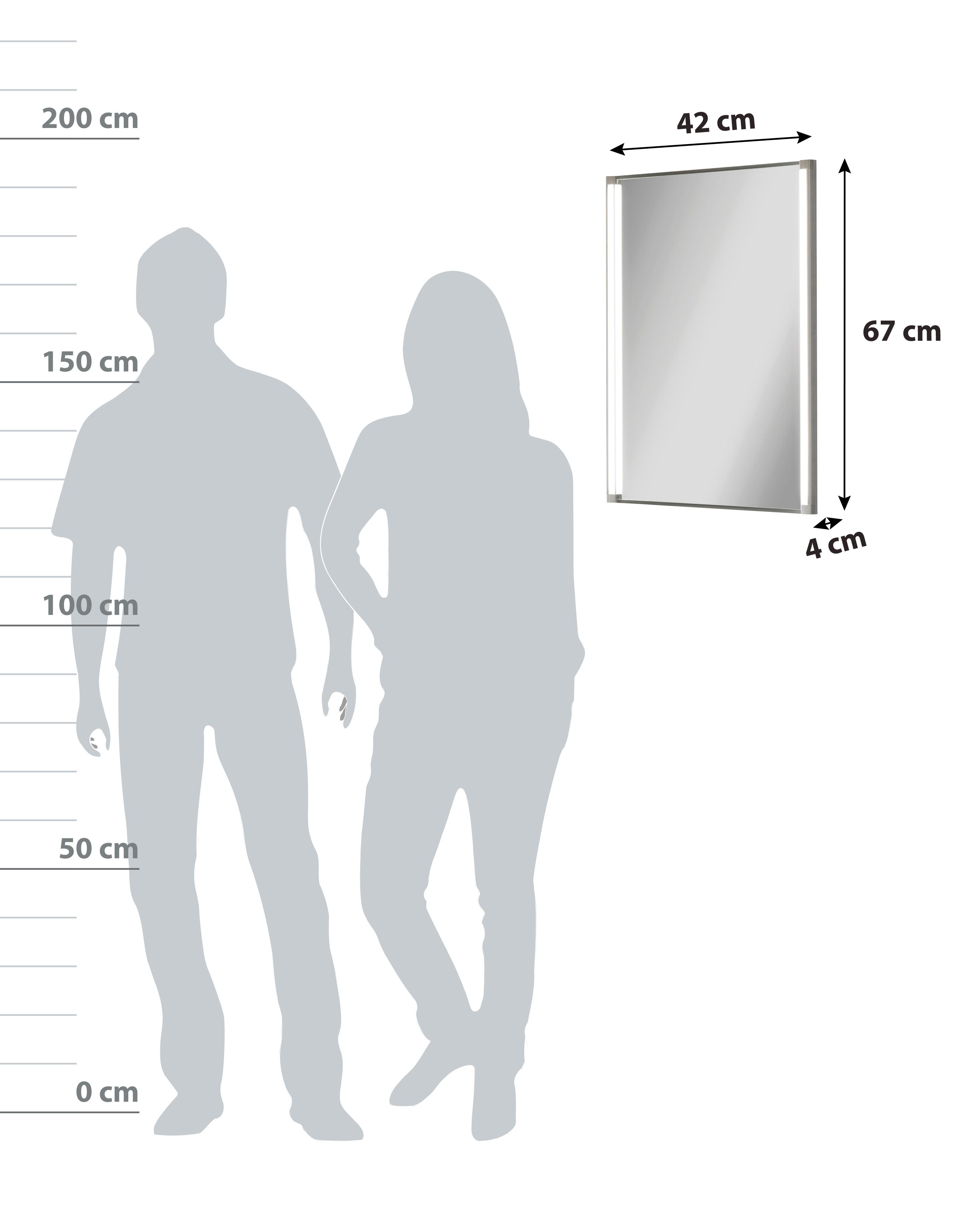 Spiegel "LED-Line" , silber - Alufarben, MODERN, Glas/Holzwerkstoff (42/67/4cm) - MID.YOU