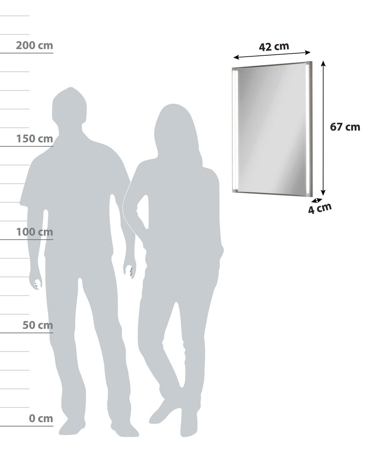 Spiegel "LED-Line" , silber - Alufarben, MODERN, Glas/Holzwerkstoff (42/67/4cm) - MID.YOU