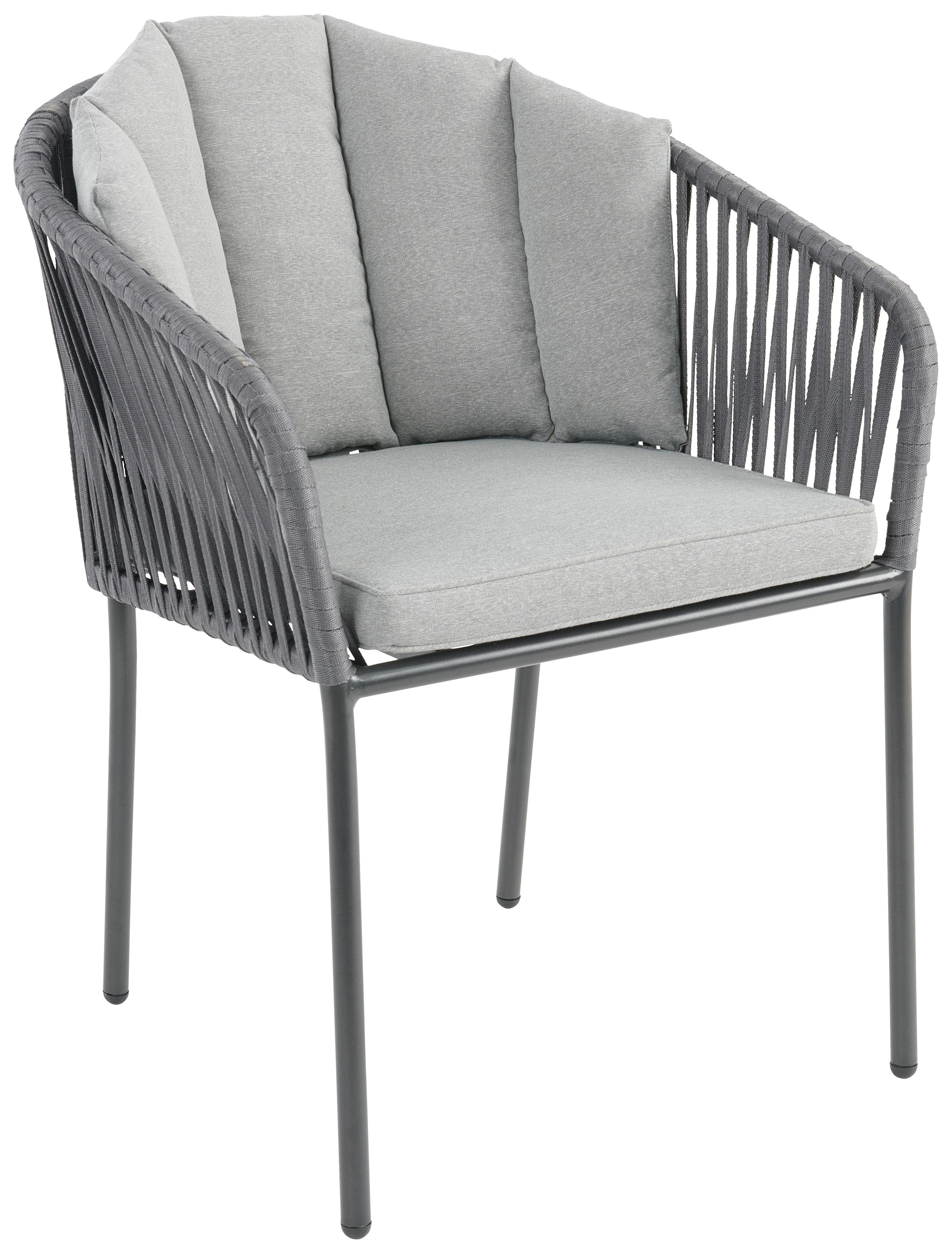 FOTEL OGRODOWY ZOE - czarny/szary, Modern, tworzywo sztuczne/metal (59/77,5/61cm) - Ambia Garden