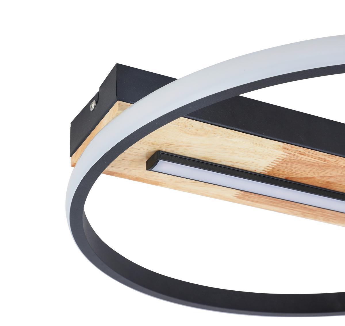 LAMPA SUFITOWA LED MIRJA - kolor dębowy/czarny, Modern, tworzywo sztuczne/metal (40/5,5cm) - Bessagi Home