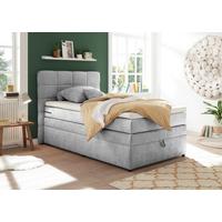 Boxspringbett Tacoma 3 inkl. Topper ca. 120x200 cm Silberf. - Silberfarben, KONVENTIONELL, Kunststoff (120/200cm) - MID.YOU