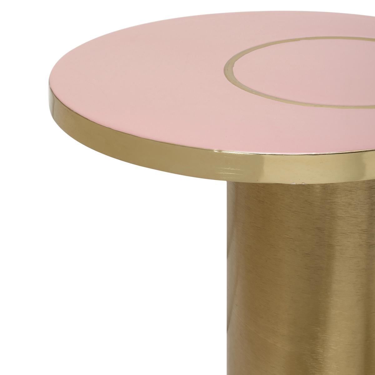 BEISTELLTISCH ART DECO 2325 - Goldfarben/Rosa, Design, Metall (51/50cm) - Kayoom