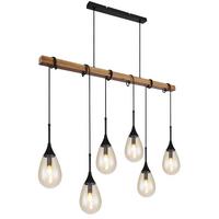LAMPA WISZĄCA 15567-6 - czarny/brązowy, Natur, tworzywo sztuczne/metal (115/12/120cm) - Globo