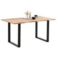 Esstisch Holz, massiv "Runner" ca 160x90 cm, aus Akazie - Schwarz/Akaziefarben, Natur, Holz/Metall (160/90/76cm) - MID.YOU