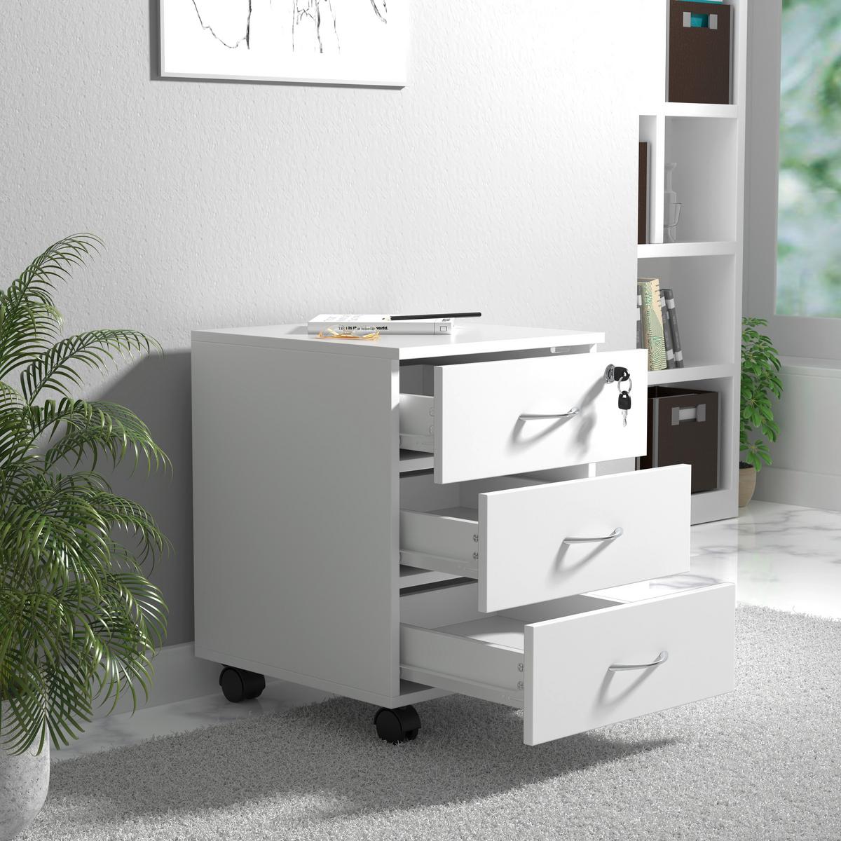 Predalnik Na Kolescih Baula L, Bela - srebrne barve/bela, Design, kovina/umetna masa (40/54/44cm) - MID.YOU