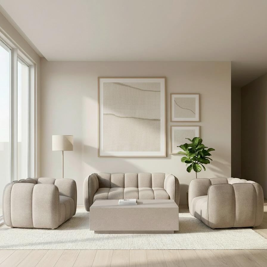 SOFFGRUPP SANDRA - brun/svart, Modern, trä/textil - Bessagi Home