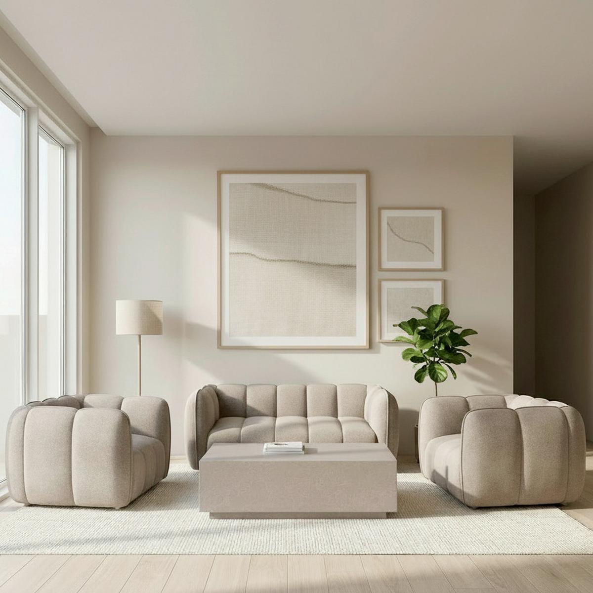 Kanapé Két Fotellel Sandra - barna, Modern, textil/fa - Bessagi Home