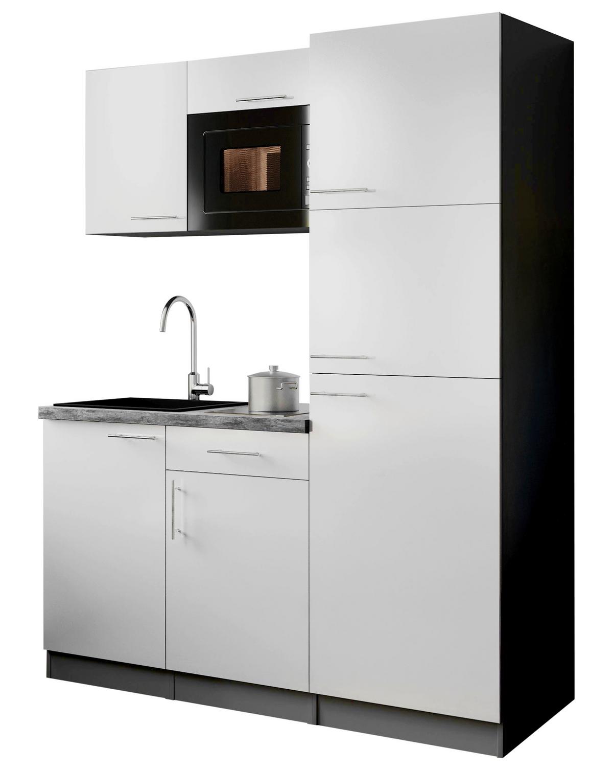 Küchenblock Oliver m. Geräten Weiß - Weiß/Grau, Trend, Holzwerkstoff/Metall (160cm) - Respekta