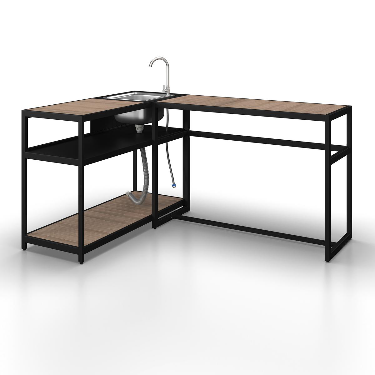 Mobilier bucătărie outdoor Delia - culoare natur/negru, Modern, plastic/metal - Bessagi Garden