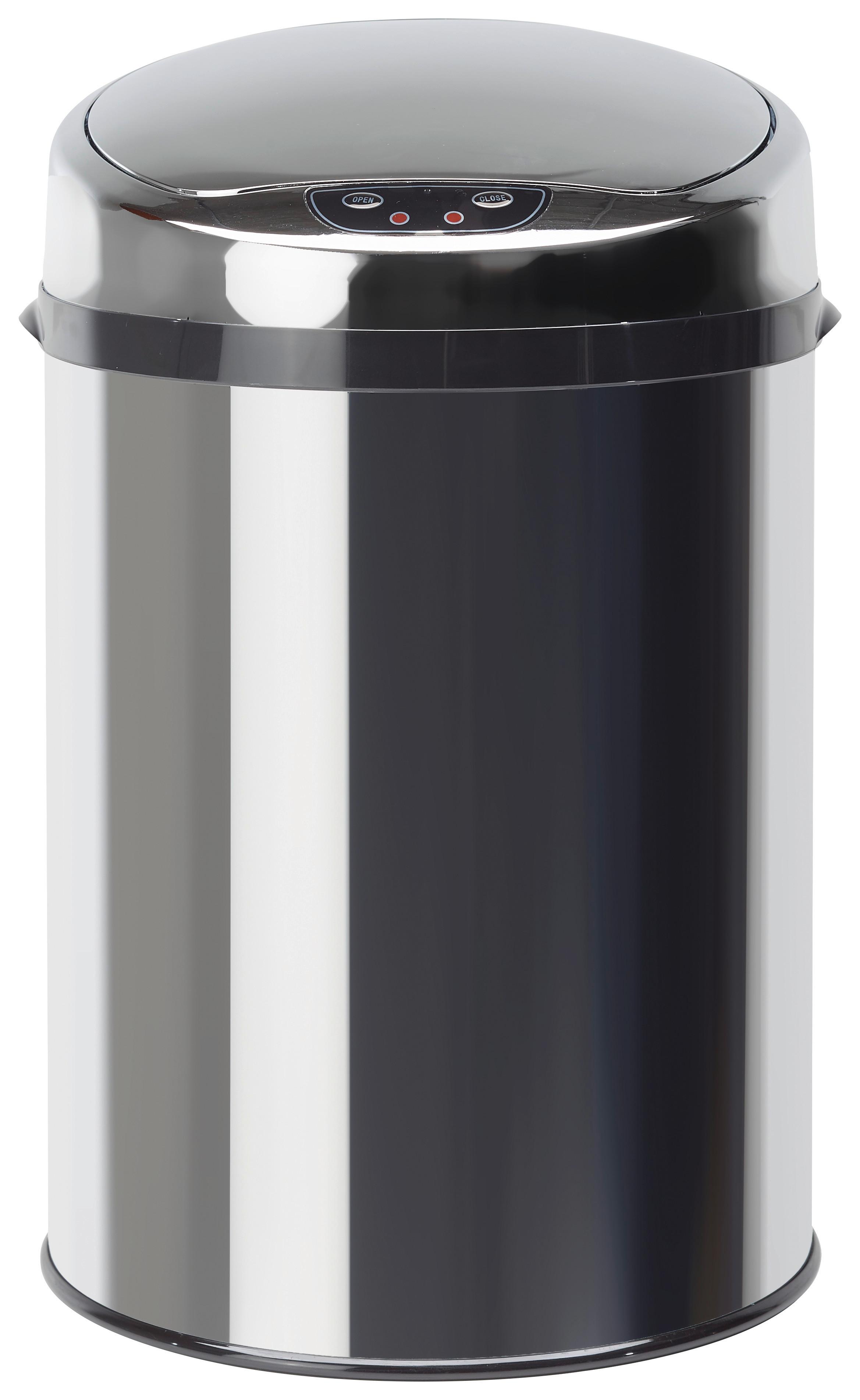 Koš Za Smeti Sensor, 9 L - barve nerjavečega jekla/črna, Trend, kovina/umetna masa (24,5/37,5cm) - Echtwerk