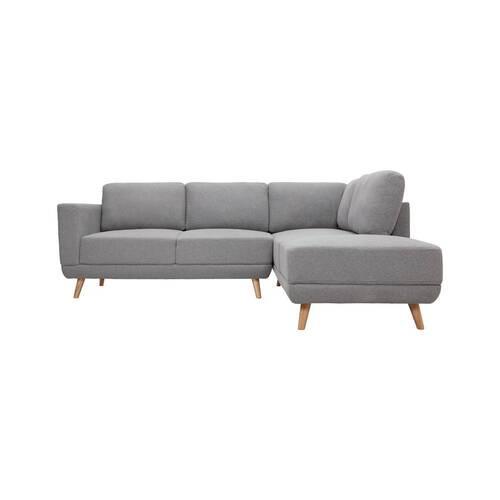Wohnlandschaft Kyle Grau Webstoff - Naturfarben/Grau, MODERN, Holz/Textil (242/88/189cm) - Bessagi Home