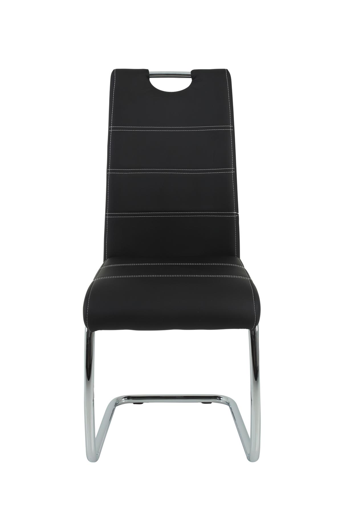 Schwingstuhl-Set Flora 2er-Set ca. 43x98 cm Lederlook Schwarz - Chromfarben/Schwarz, MODERN, Textil/Metall (43/98/59cm) - MID.YOU