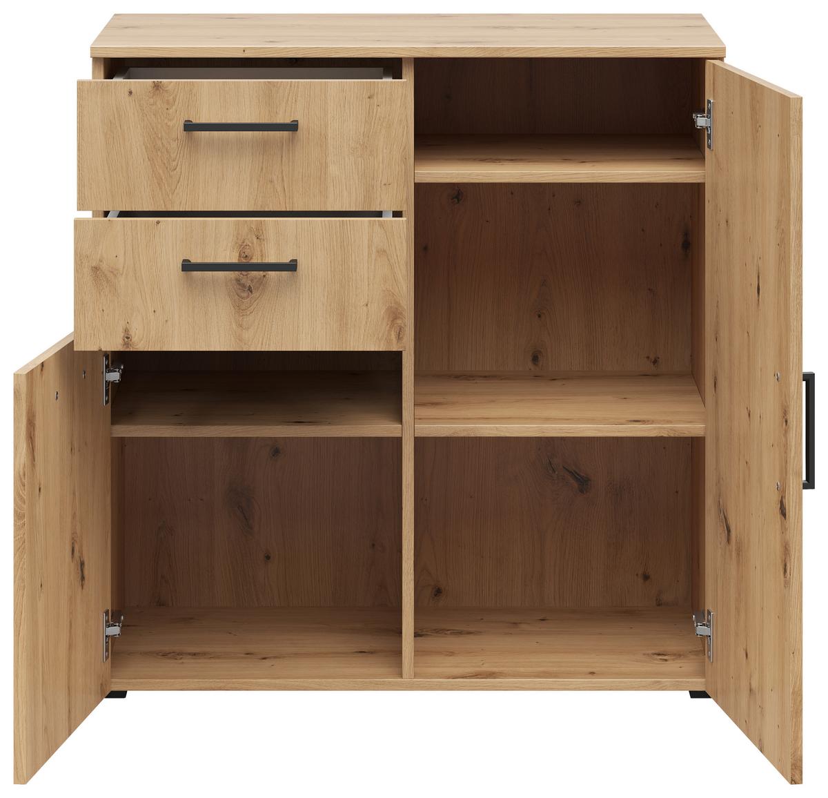 Kommode Multistauraum Eiche Artisan - Anthrazit/Schwarz, Modern, Holzwerkstoff/Kunststoff (80/83/40cm) - Premium Living