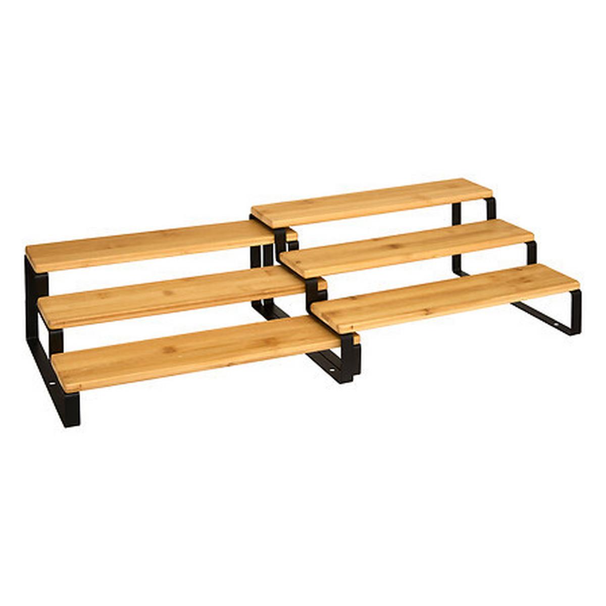 Etajeră pentru condimente extensibilă Ordera 2/1 - culoare natur/negru, Basics, lemn/metal (32/13,5/26cm)