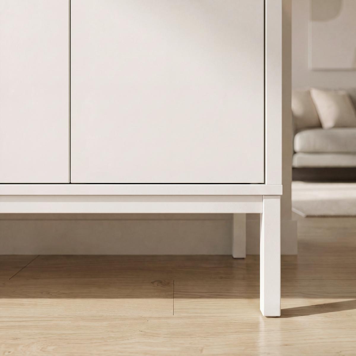Sideboard Amber Weiß MDF/Eisen - Weiß, MODERN, Holzwerkstoff/Metall (150/80/40cm) - Bessagi Home