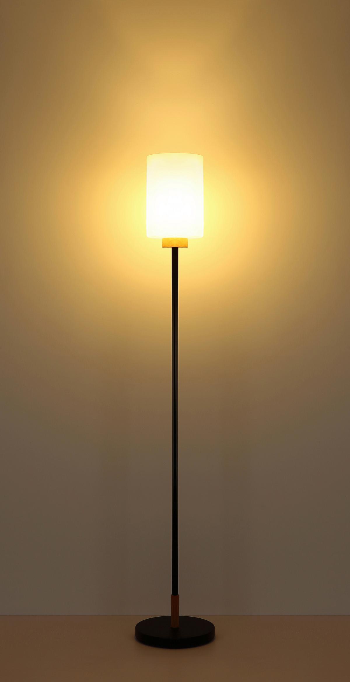 Svjetiljka Podna 15977s Rowena - bijela/boje hrasta, Design, staklo/drvo (25/150cm) - Globo