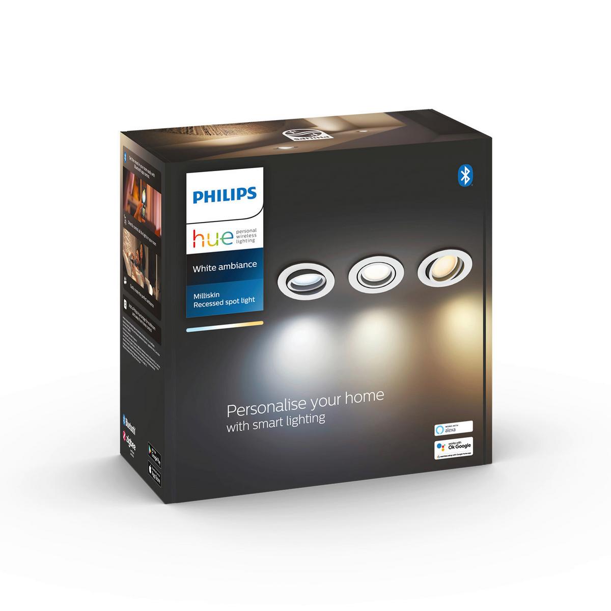 REFLEKTOR SUFITOWY LED PHILIPS HUE MILLISKIN W 3SZT. - biały, Basics, tworzywo sztuczne (9/10/9cm) - Philips HUE
