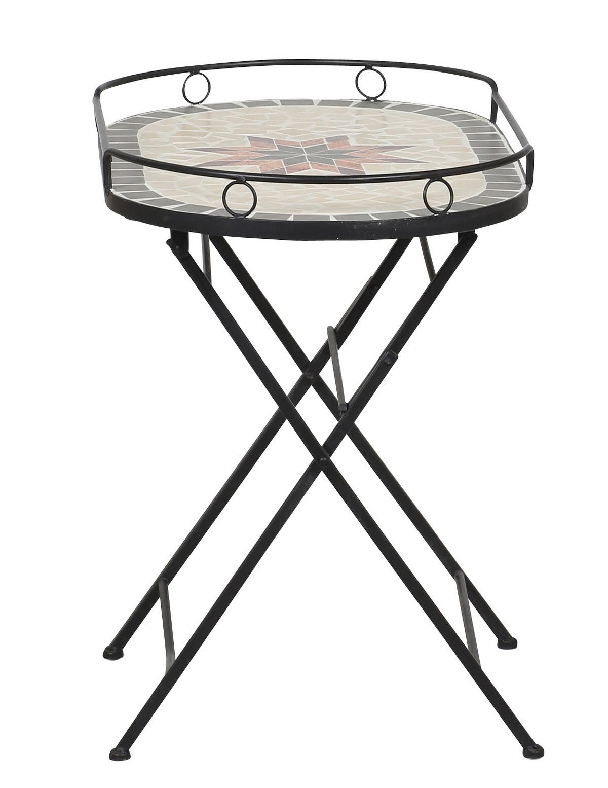 GARTENBEISTELLTISCH 875348 - Multicolor/Schwarz, MODERN, Keramik/Metall (68/41/60cm) - Siena Garden