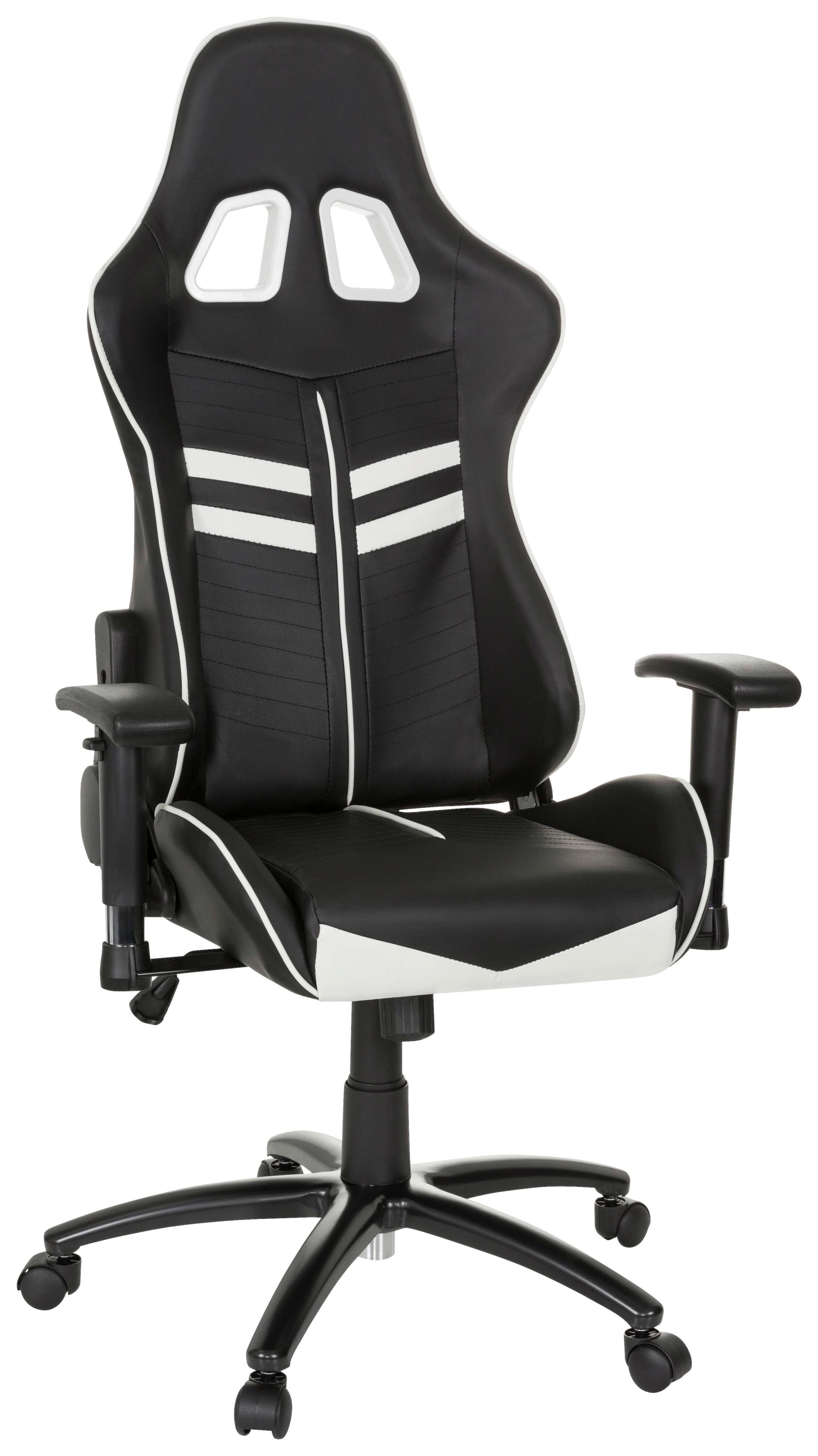 Gaming Stol League Pro, Črna, Bela - črna/bela, Moderno, kovina/umetna masa (72/138/63cm) - MID.YOU