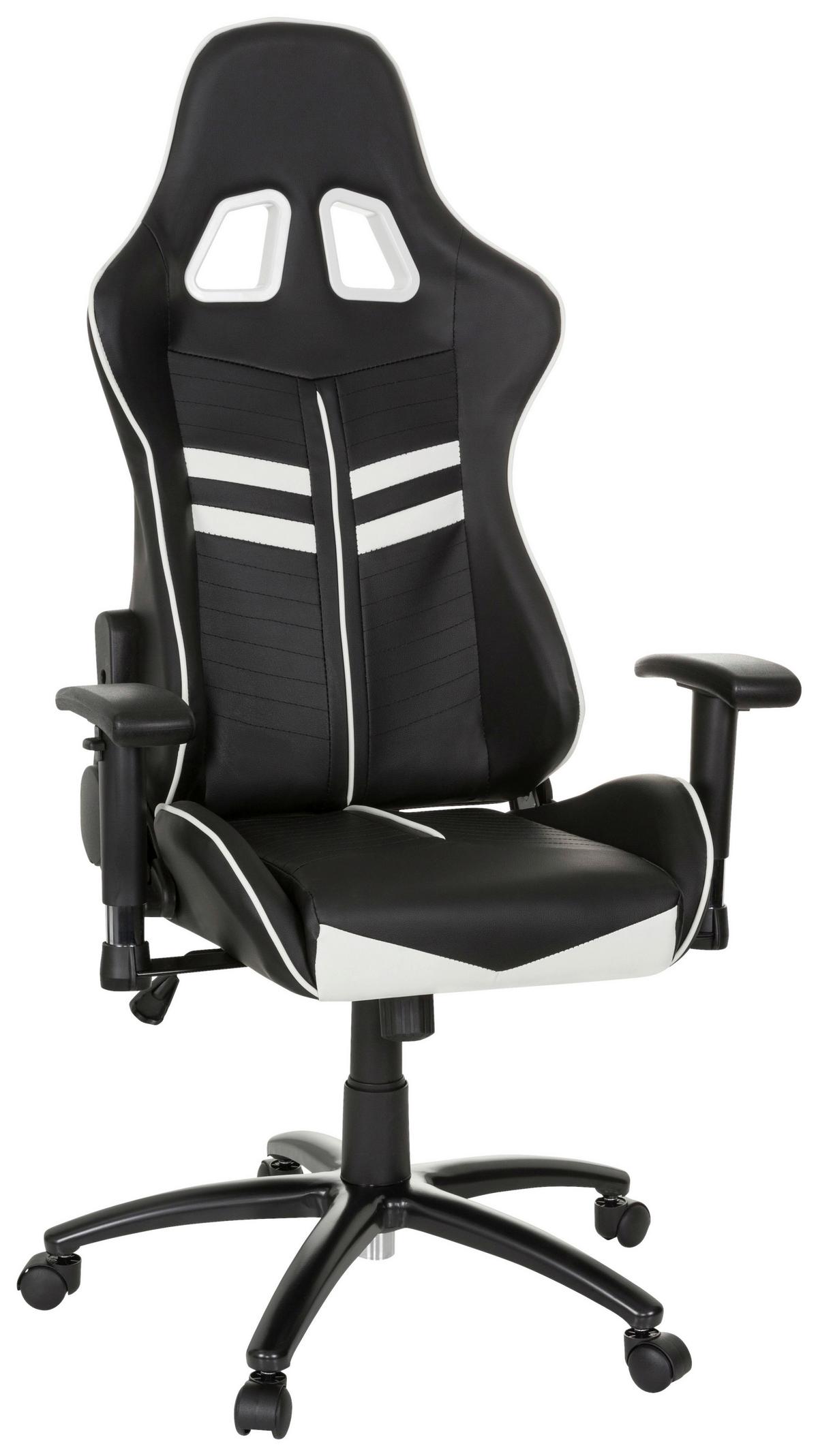 Gaming Stol League Pro, Črna, Bela - črna/bela, Moderno, kovina/umetna masa (72/138/63cm) - MID.YOU