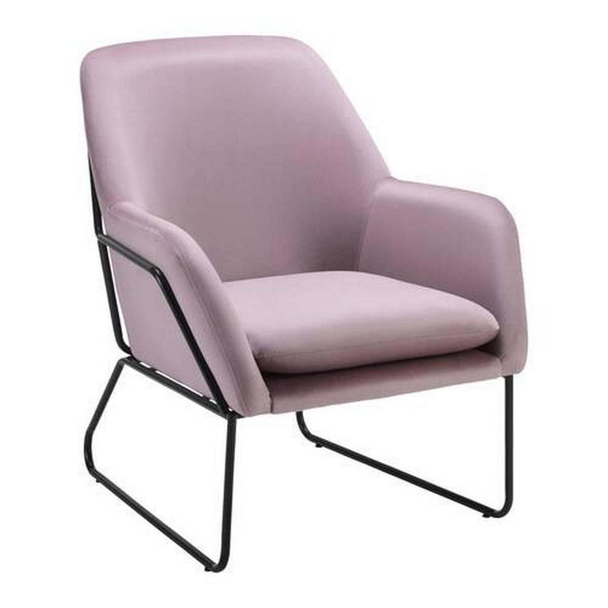 Relaxsessel Kezia Rosa Samt - Schwarz/Rosa, MODERN, Textil/Metall (71/84cm) - Bessagi Home