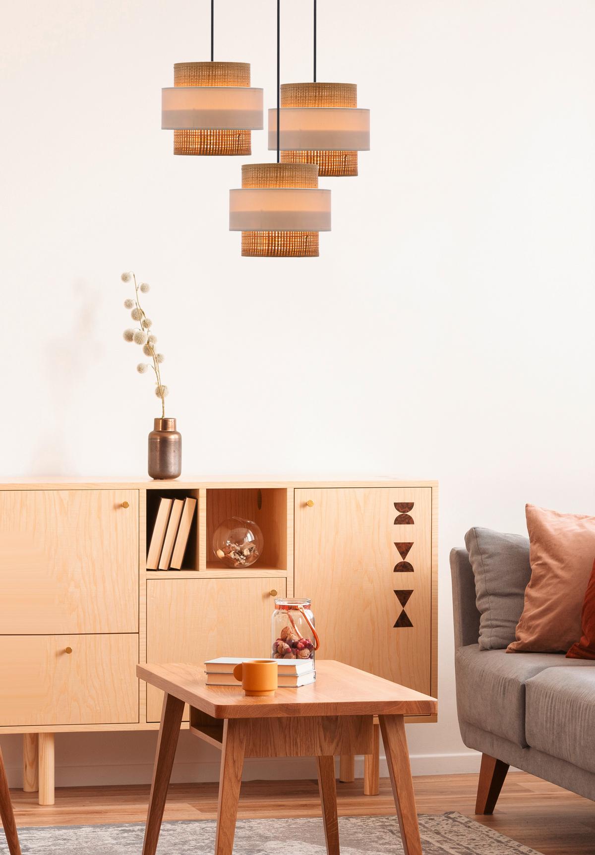 Viseća Svjetiljka Rattan - bijela/crna, Natur, metal/plastika (100cm)