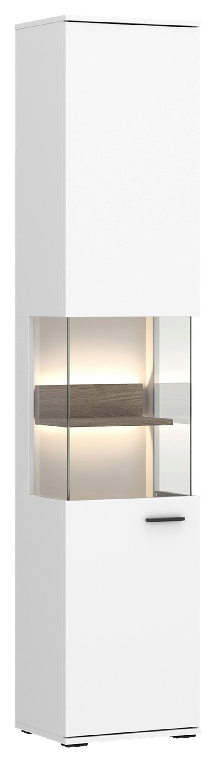 Vitrina Cotia New - bijela/boje hrasta, Moderno, staklo/drvni materijal (40/197,7/37cm) - Modern Living