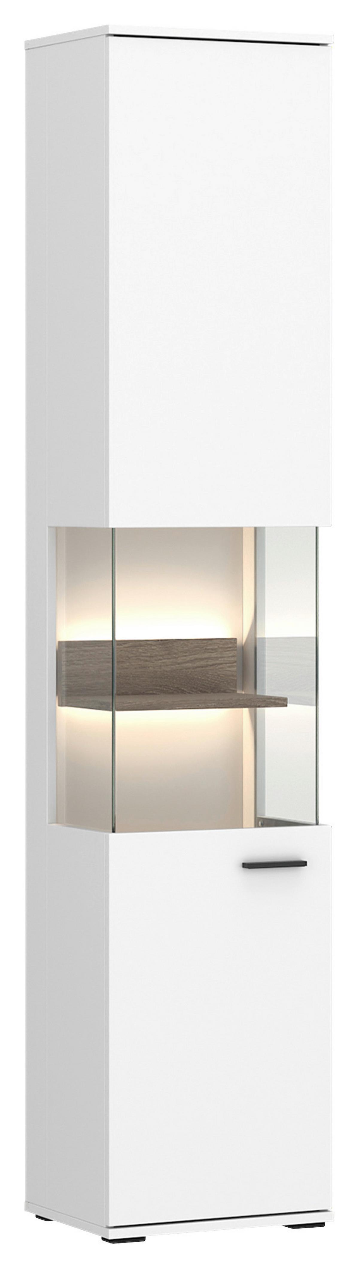 Vitrina Cotia New - bijela/boje hrasta, Moderno, staklo/drvni materijal (40/197,7/37cm) - Modern Living