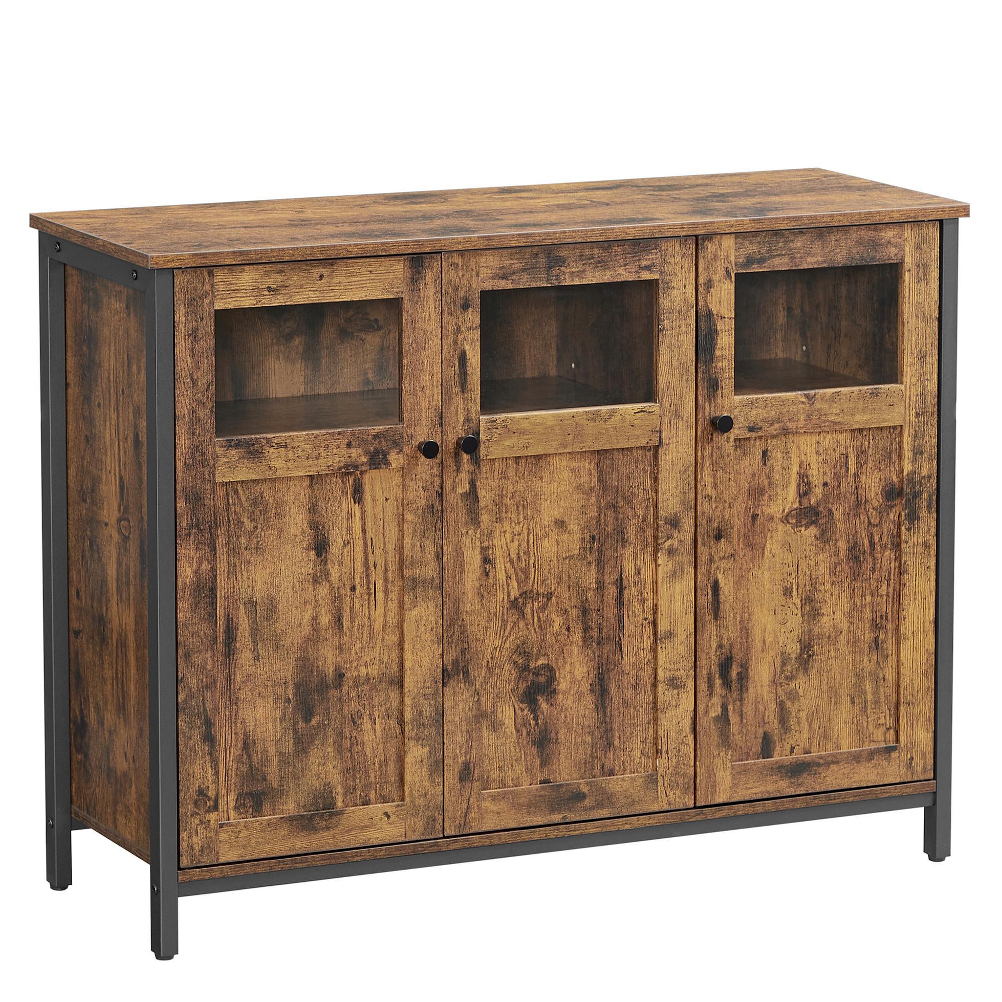 Sideboard in Dunkelbraun, Schwarz ca. 100x75x35 cm - Dunkelbraun/Schwarz, Trend, Holzwerkstoff (100/75/35cm) - MID.YOU