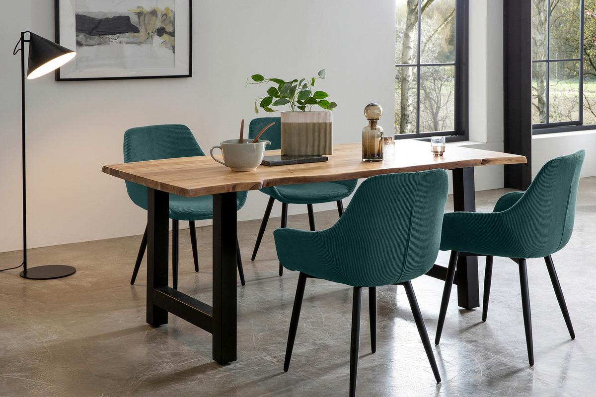 Set Naslanjačev Cord, Zelena, 2-Delni - črna/zelena, Moderno, kovina/tekstil (64/86/59cm) - Livetastic