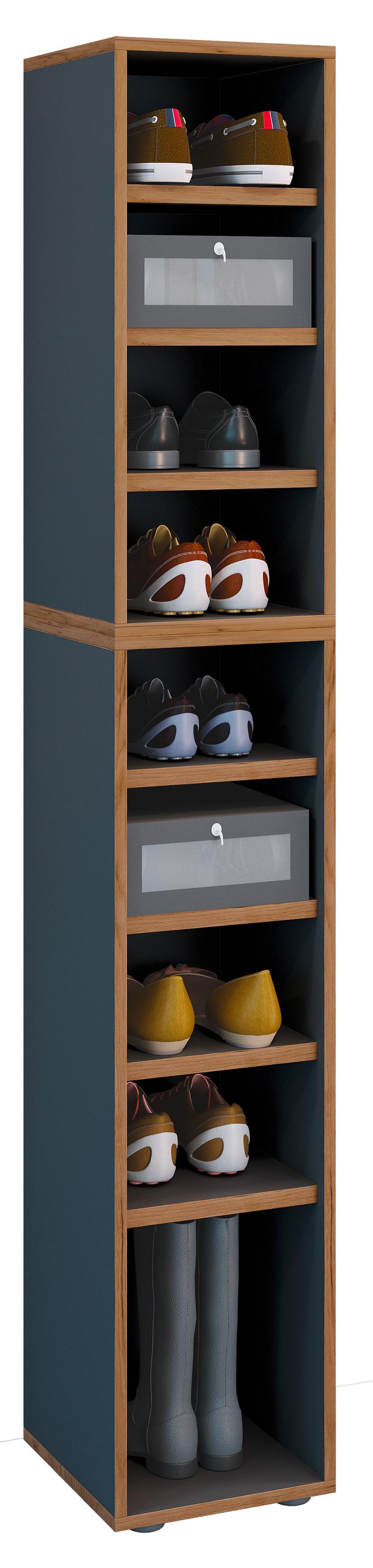 SCHUHREGAL SALIA - Honigeiche/Anthrazit, Design, Holzwerkstoff/Kunststoff (30/183/33cm) - MID.YOU